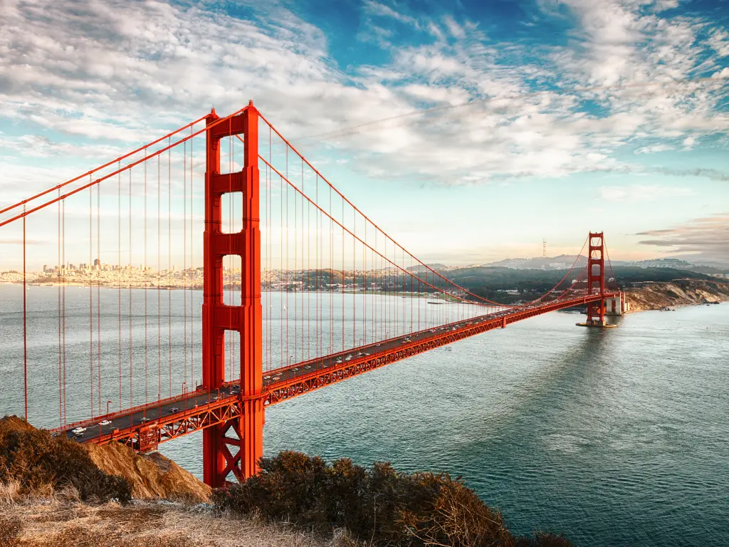 Golden Gate Bridge in San Francisco in the evening light