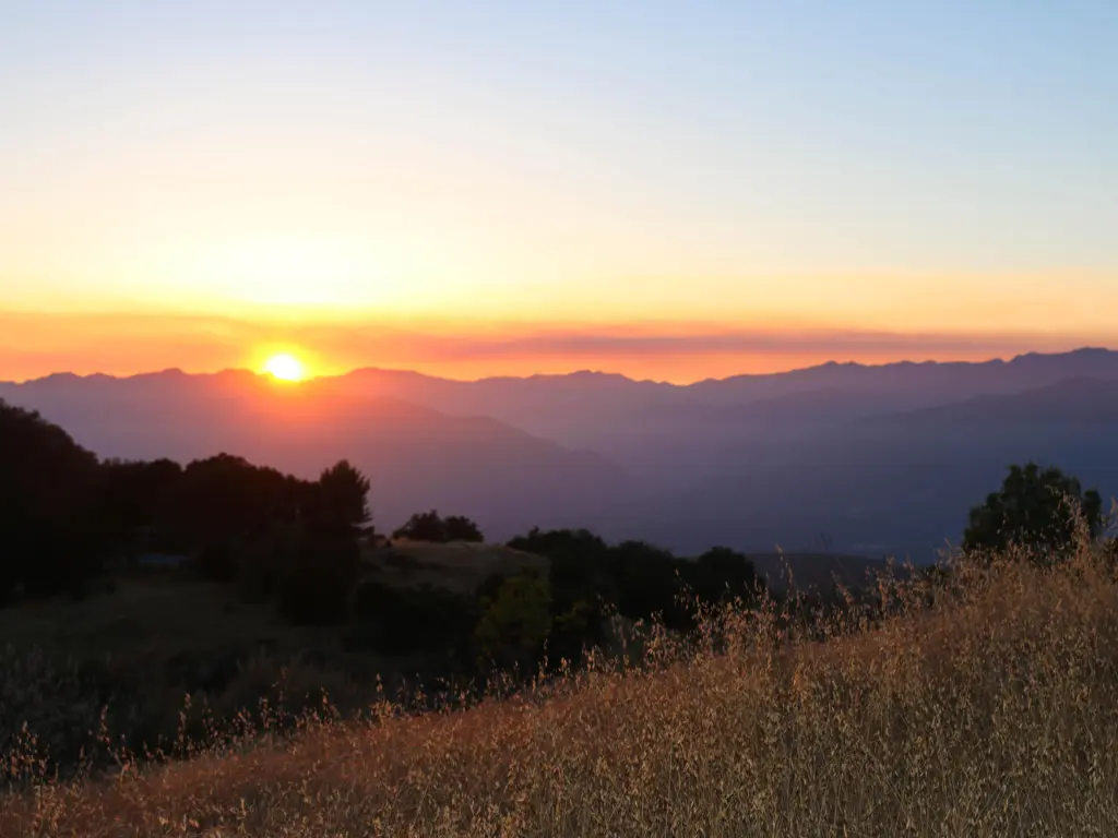 Beautiful sunset over the mountains beyond Ojai Valley