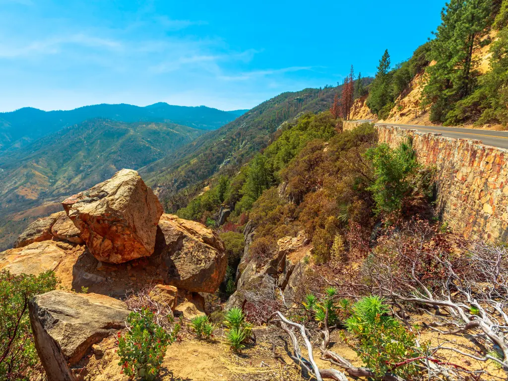 Kings river Canyon scenic byway Highway 180 in Kings Canyon National Park, California, United States of America.