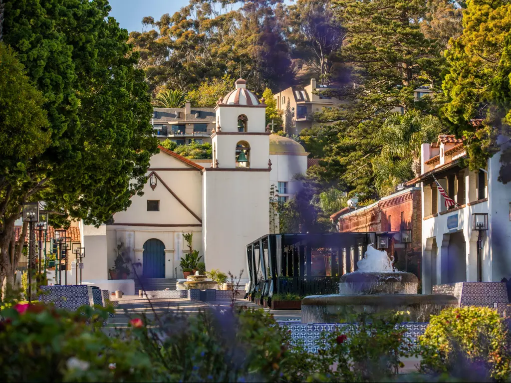 Spanish Colonial era Mission San Buenaventura in Ventura, California on a summer's day