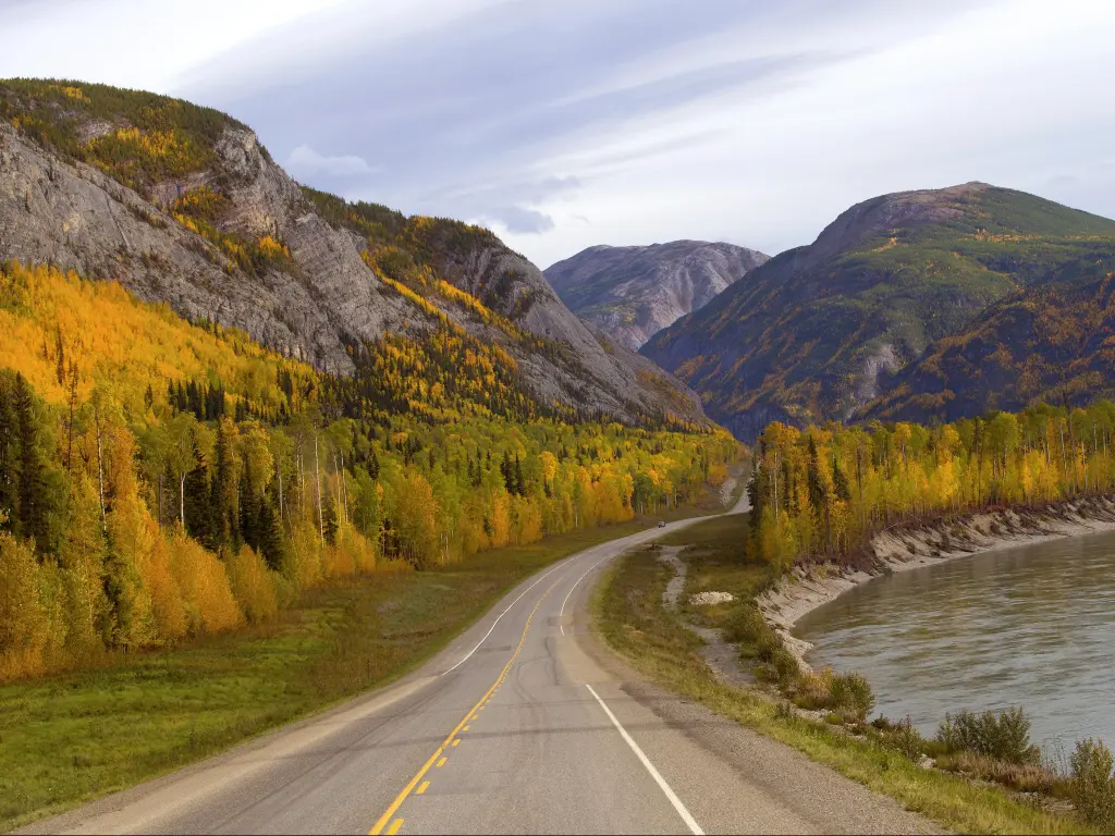 Alaskan Highway going over Canadian Rockies, Yukon, Canada